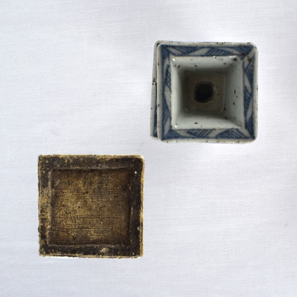 Antique Chinese Blue and White Candlestick