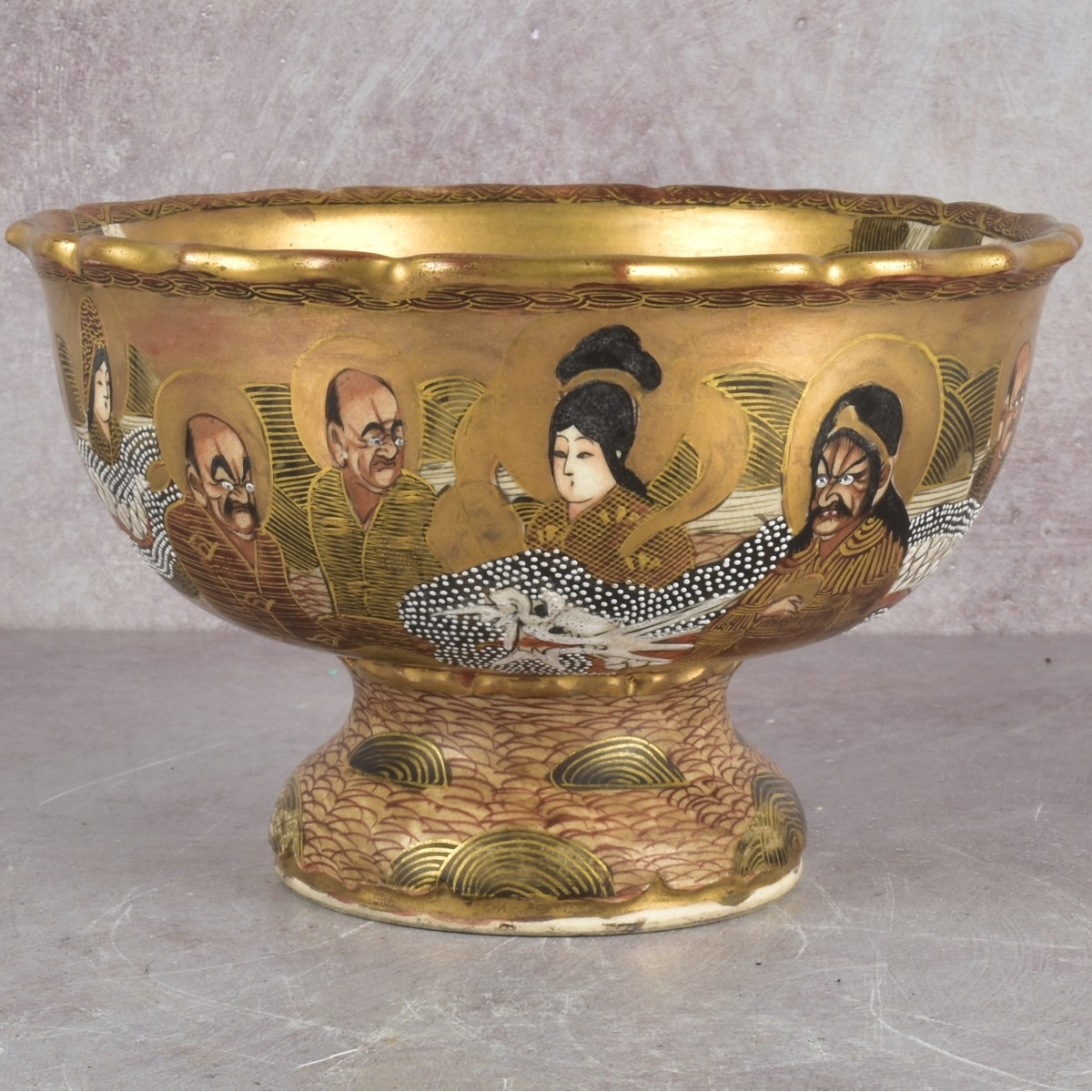 Japanese Meiji Pedestal Satsuma Bowl