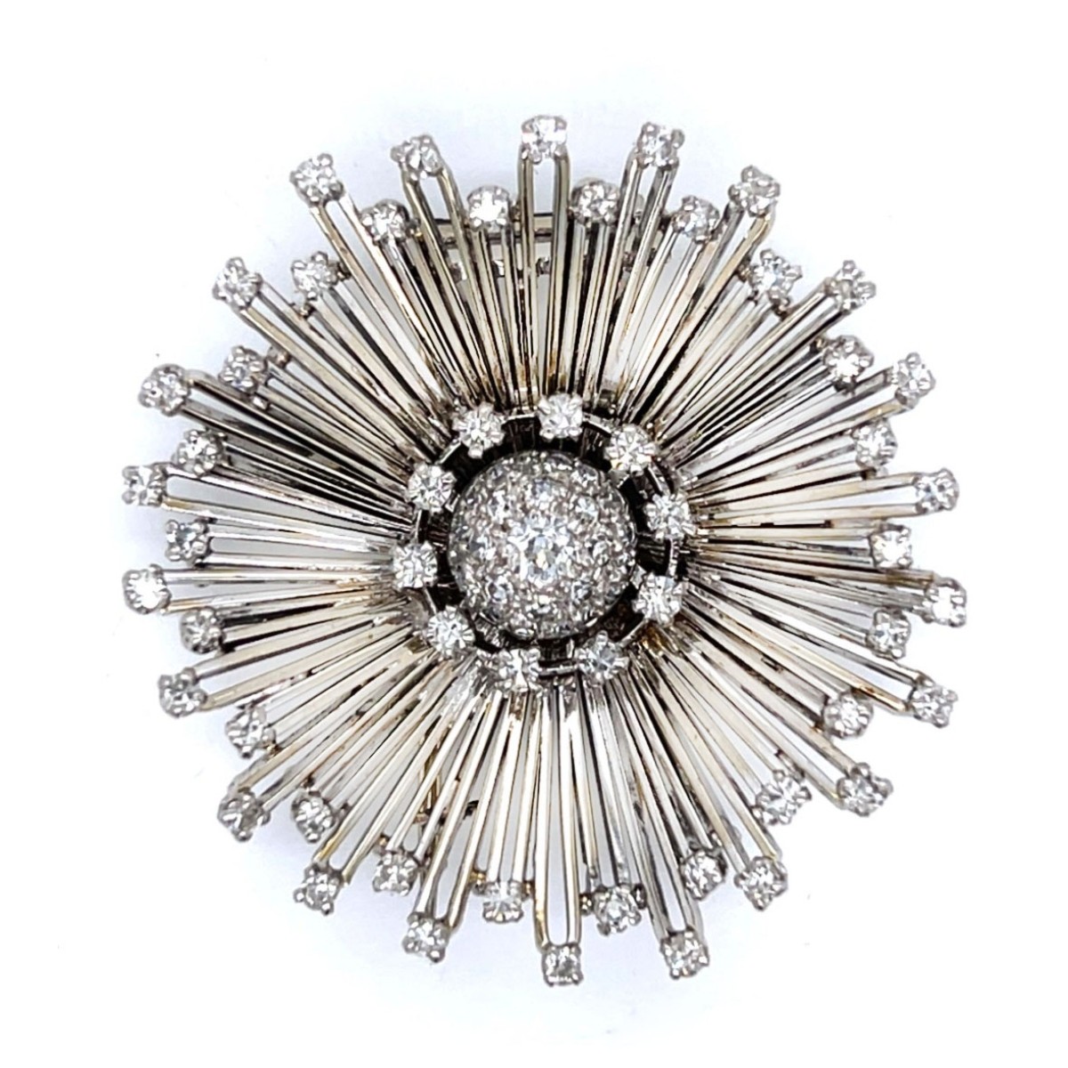 Deco Diamond and Platinum Brooch