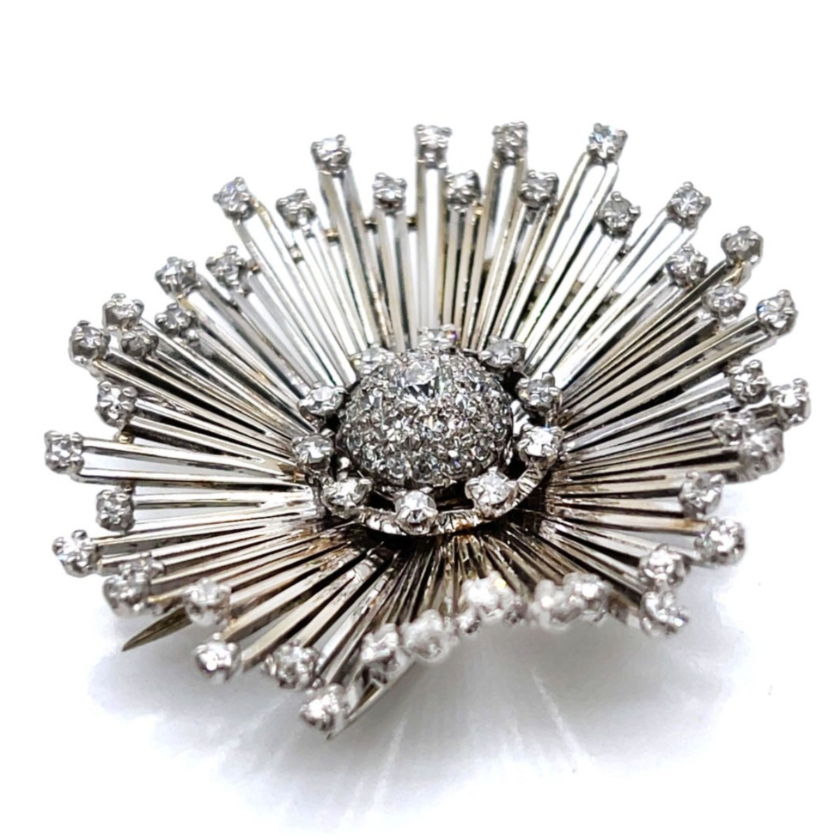 Deco Diamond and Platinum Brooch