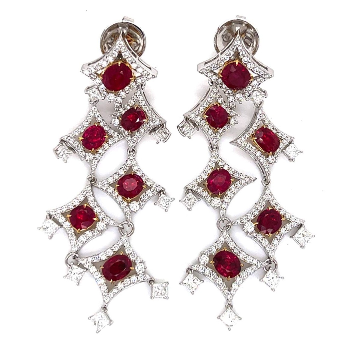 Ruby, Diamond and 18K Earrings