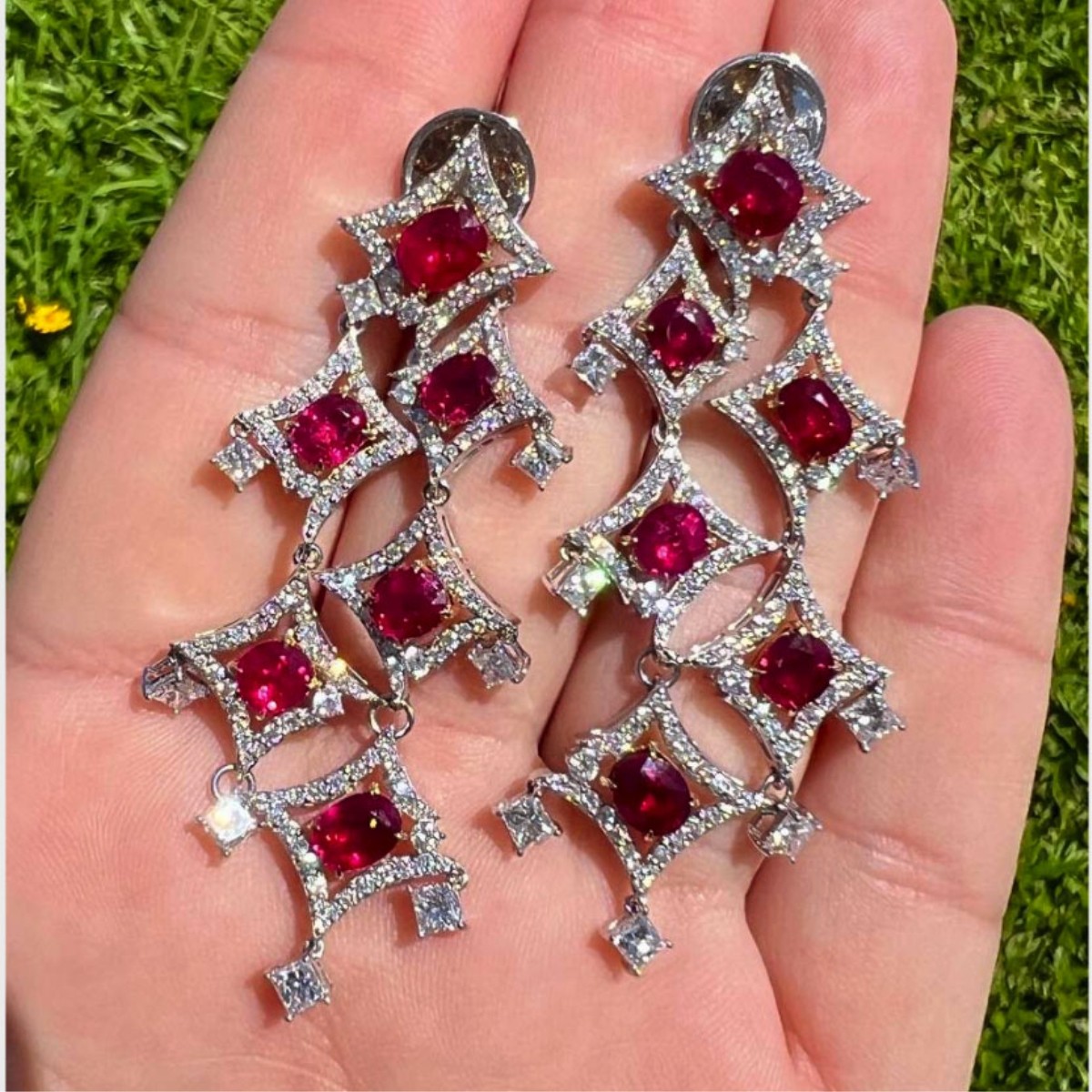Ruby, Diamond and 18K Earrings