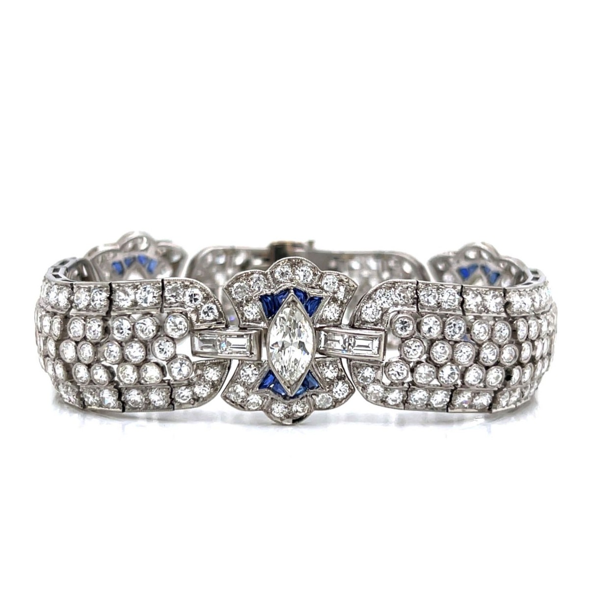 Deco Diamond, Sapphire and Plat Bracelet