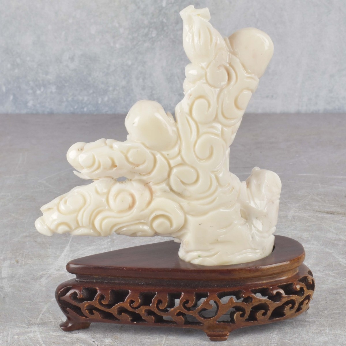 Antique White Coral Carving of a Hoti