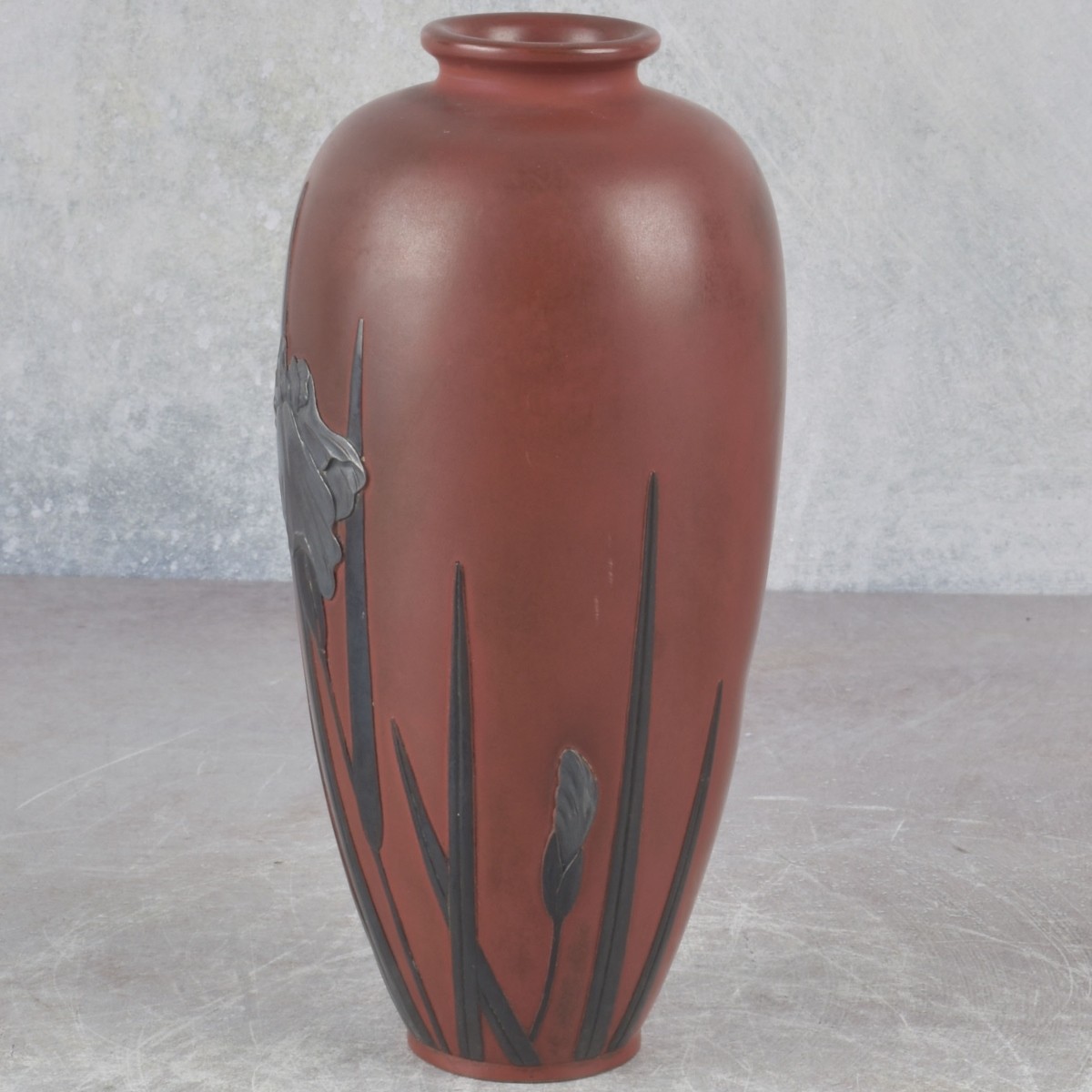 Japanese Bronze Vase with Silver Overlay