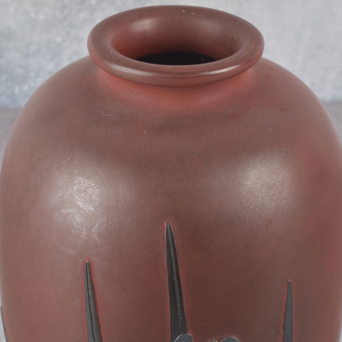 Japanese Bronze Vase with Silver Overlay