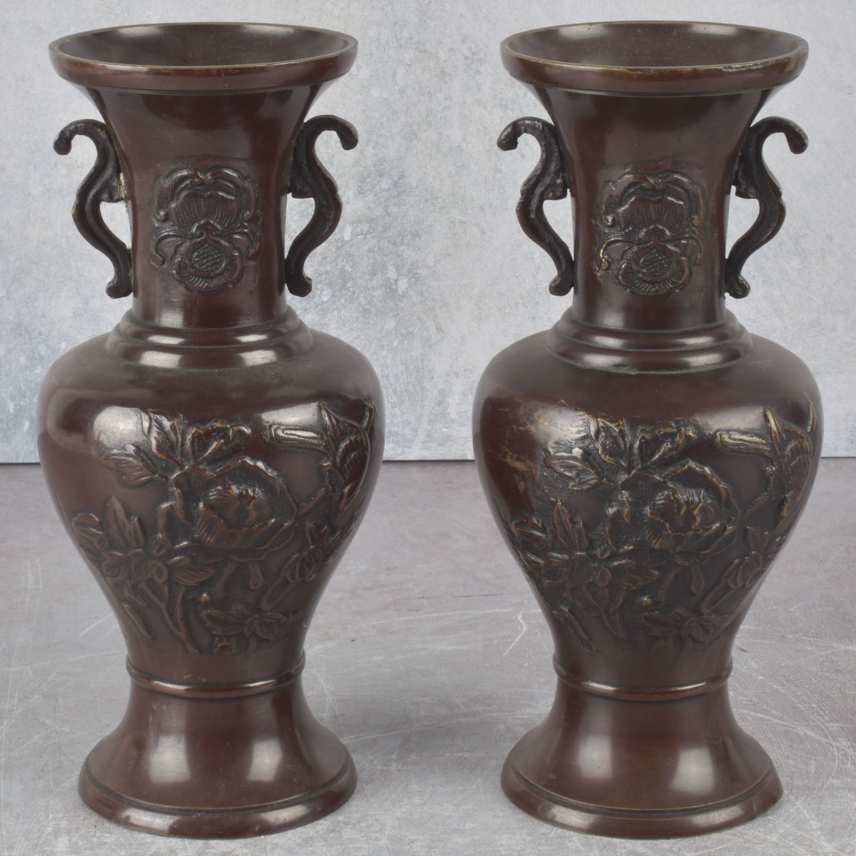 Pair of Japanese Bronze Vases
