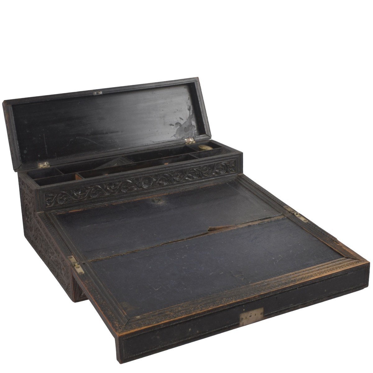 Anglo-Indian Carved Wood Lap Desk