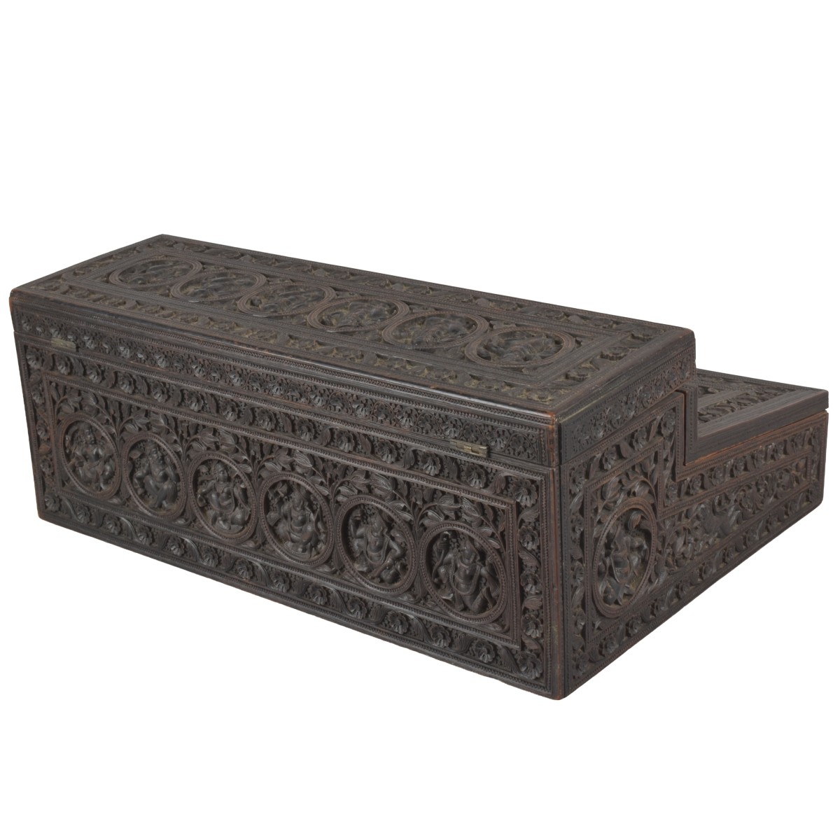 Anglo-Indian Carved Wood Lap Desk