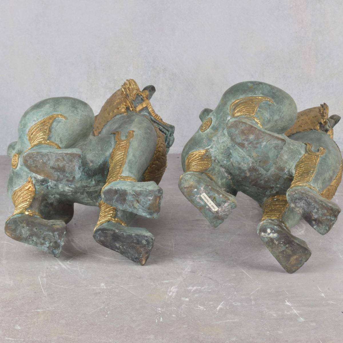 Pair of Thai-Khmer Bronze Foo Dogs