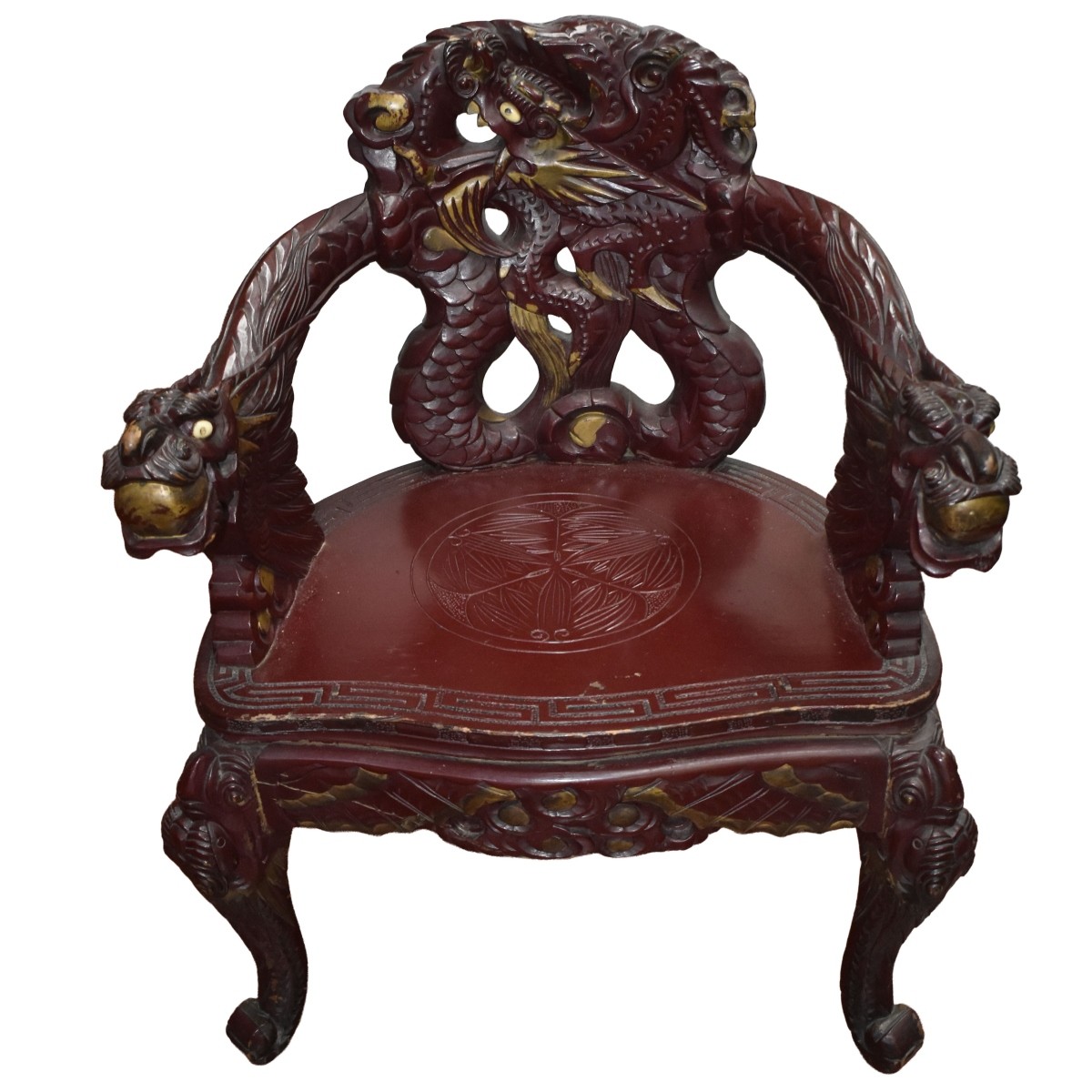 Carved Chinese Dragon Arm Chair