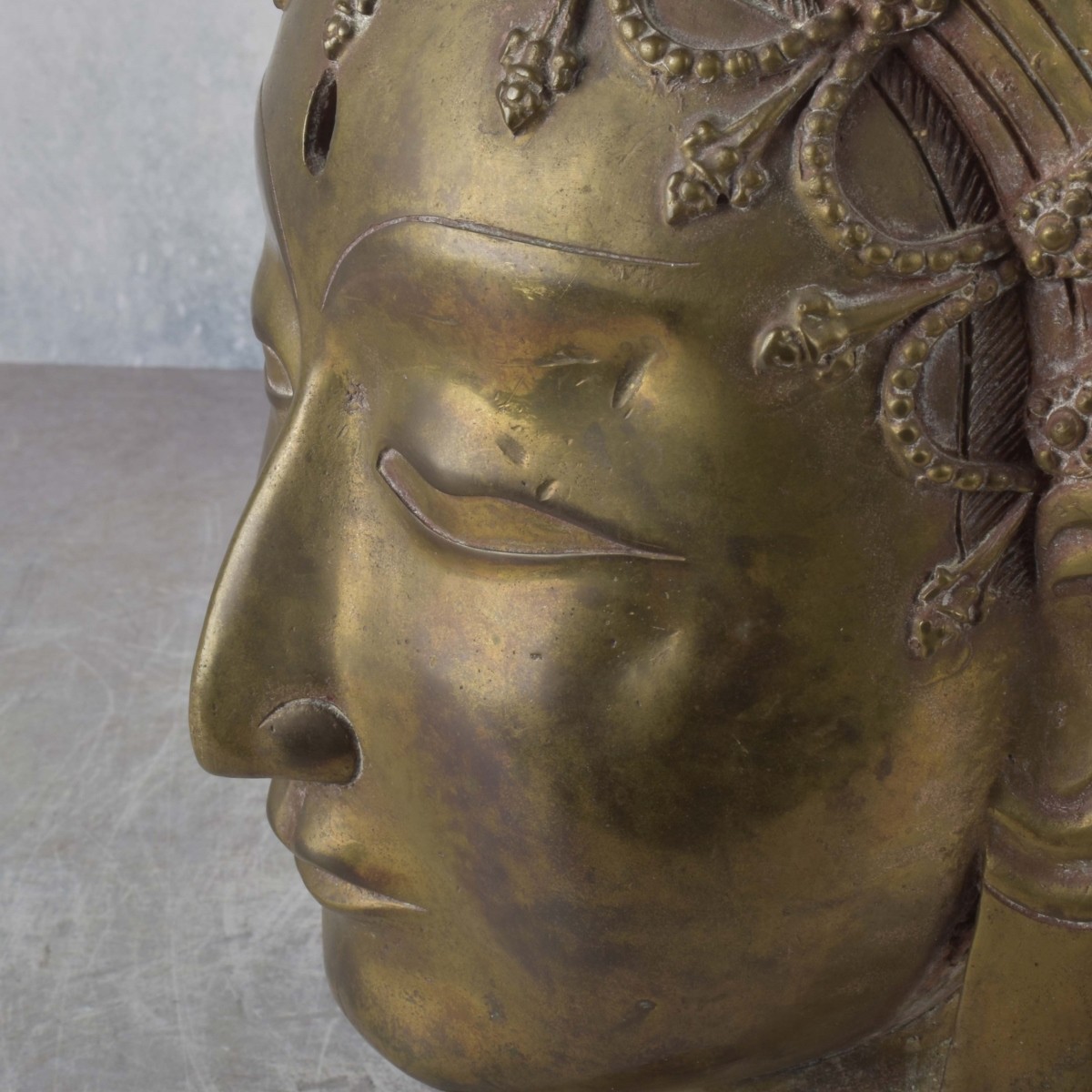 Vintage Brass Tibetan Head Bust