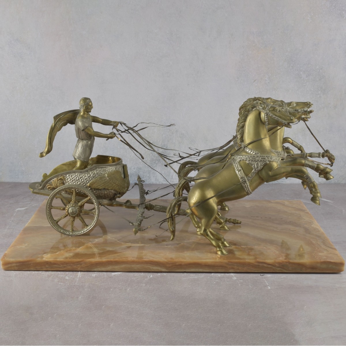 Vintage Bronze Roman Chariot Race