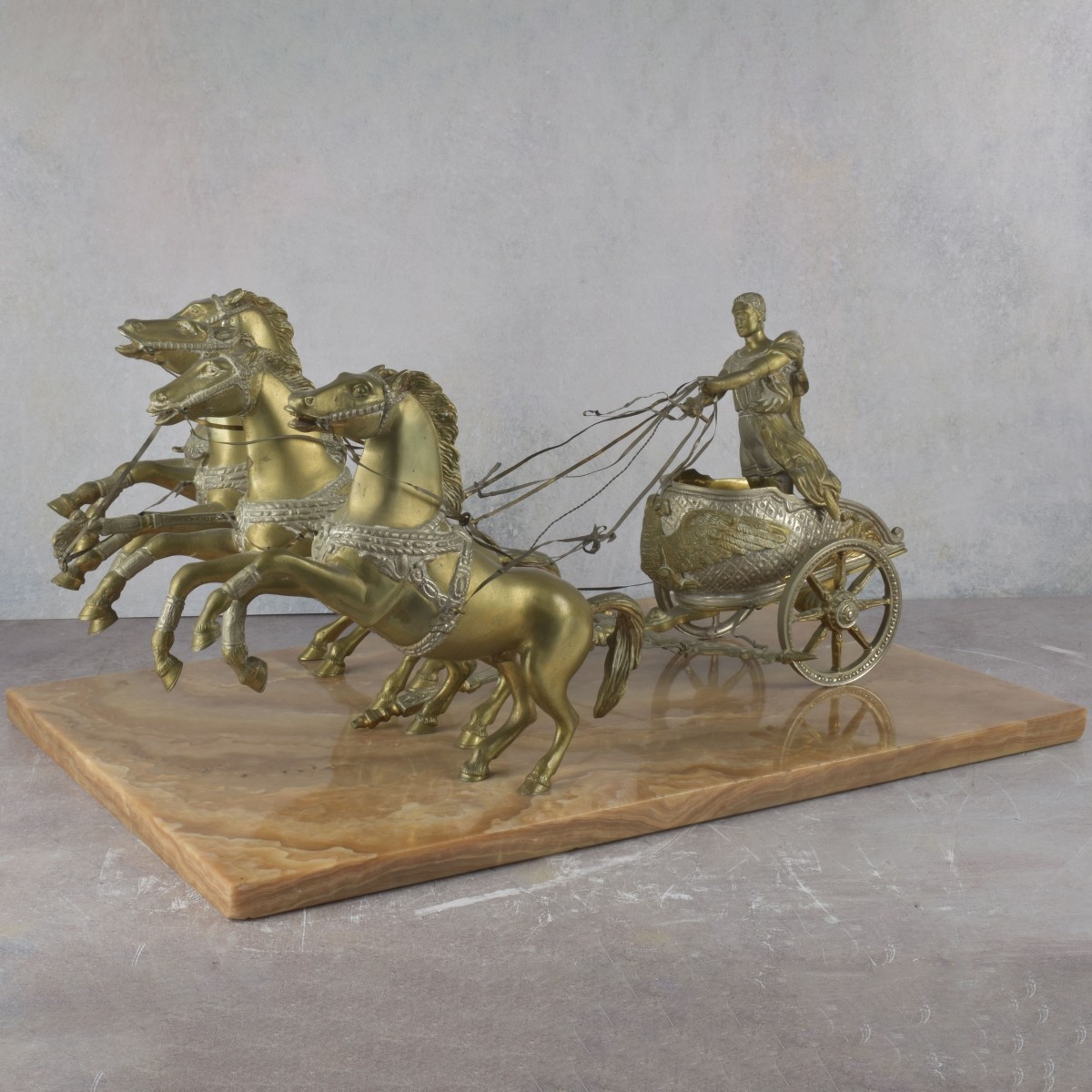 Vintage Bronze Roman Chariot Race
