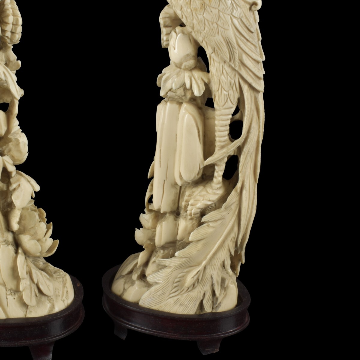 Pair of Carved Phoenix Birds