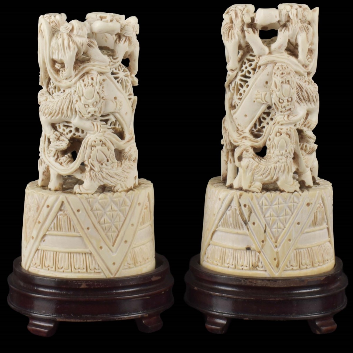 Antique Carved Chinese Foo Dogs
