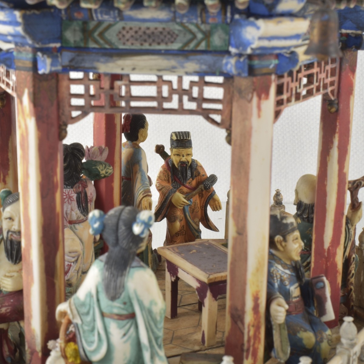 Carved Chinese Pagoda and Figures