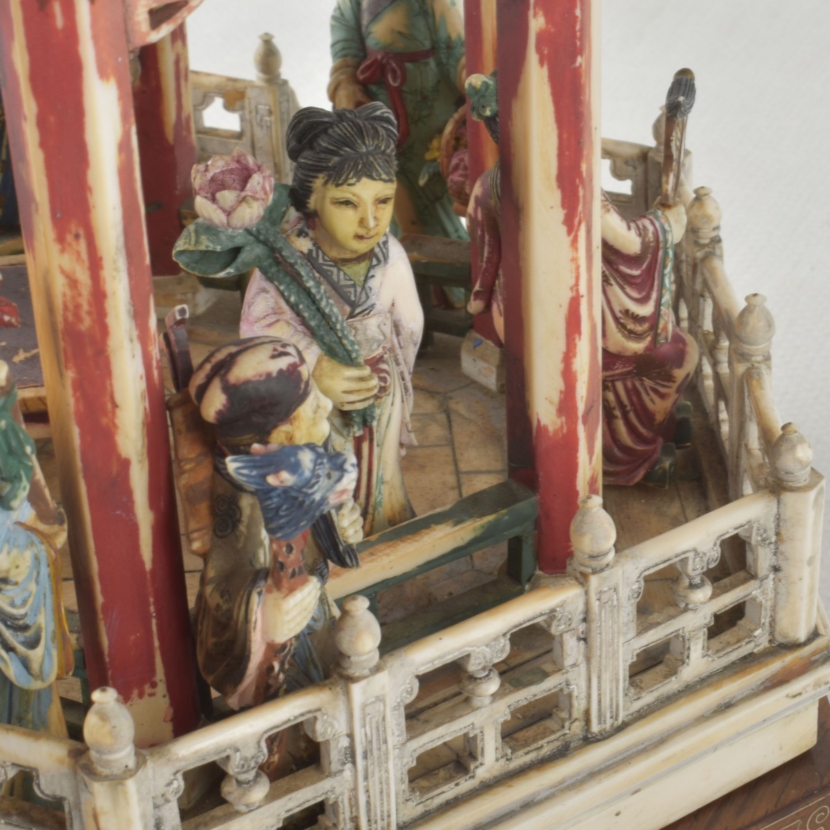 Carved Chinese Pagoda and Figures