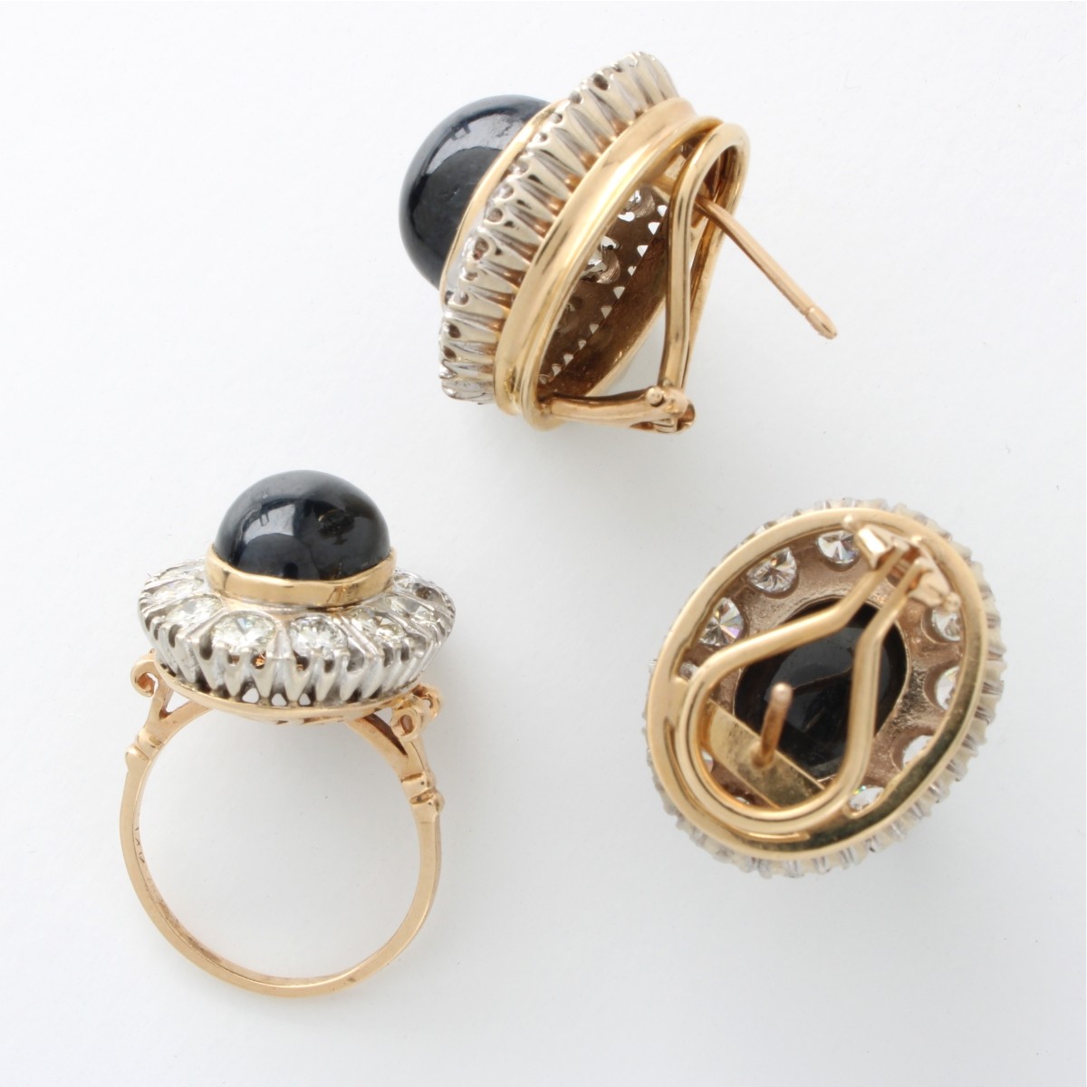 Sapphire, Diamond and 14K Ring & Earrings