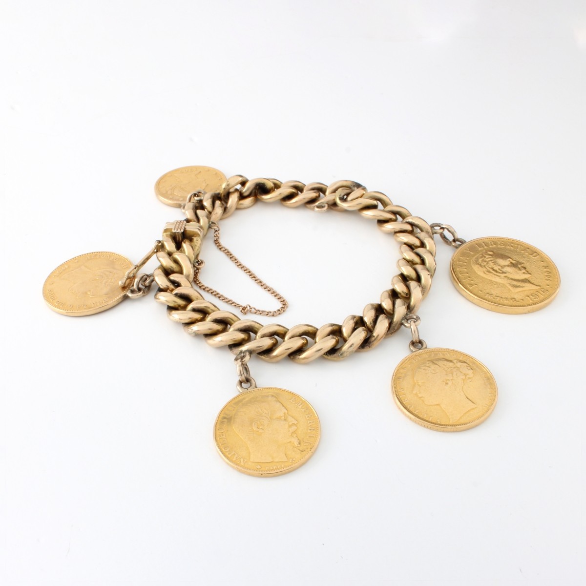 Gold Coin and 14K Bracelet