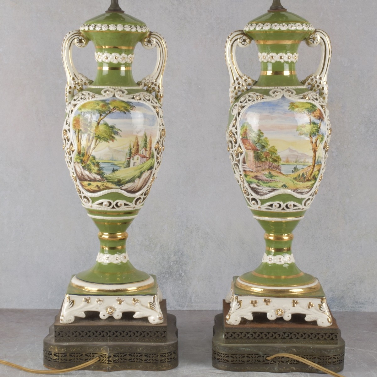 Large Pair of Porcelain Lamps