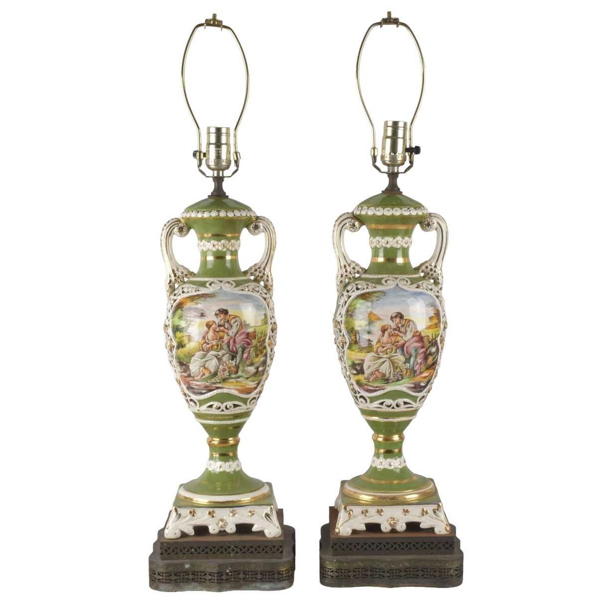 Large Pair of Porcelain Lamps
