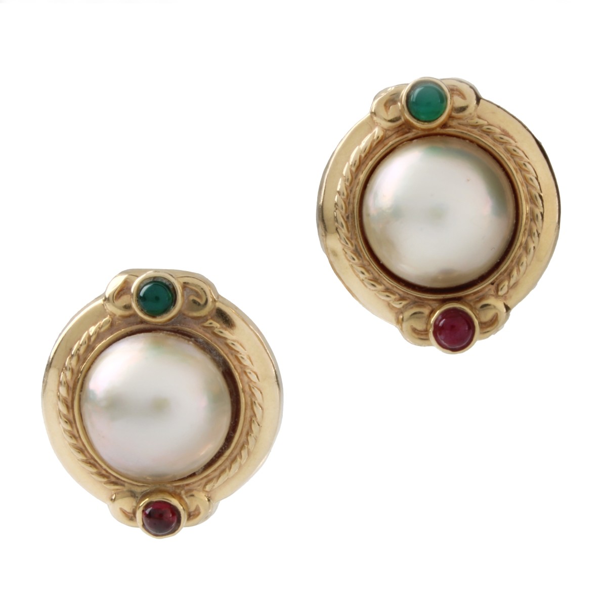 Pearl, Gemstone and 14K Earrings