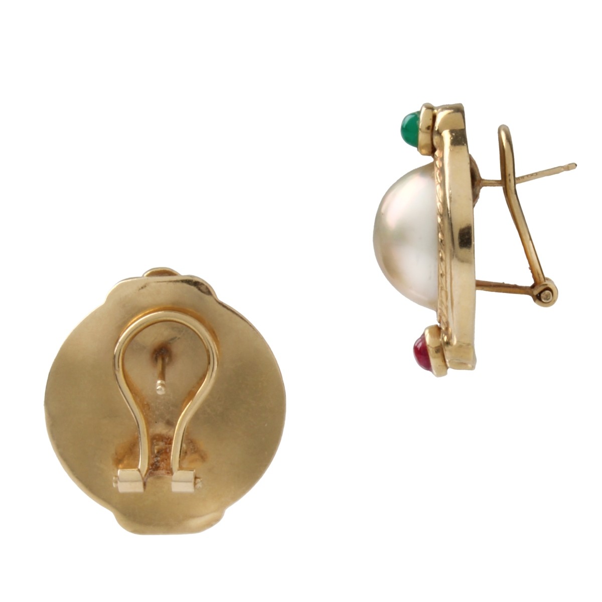 Pearl, Gemstone and 14K Earrings
