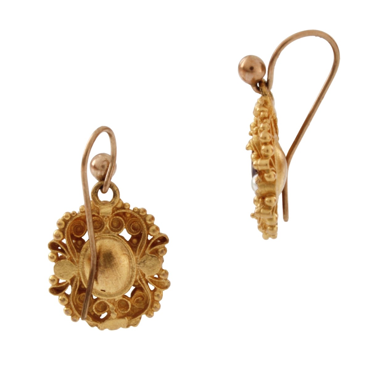 Antique Amethyst, Pearl and 9K Earrings
