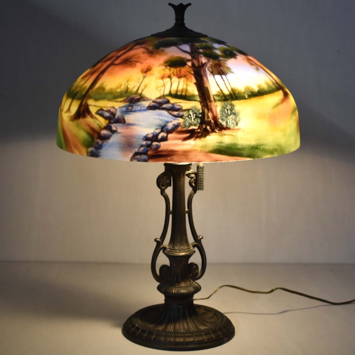 Handel-style Reverse Painted Glass Lamp