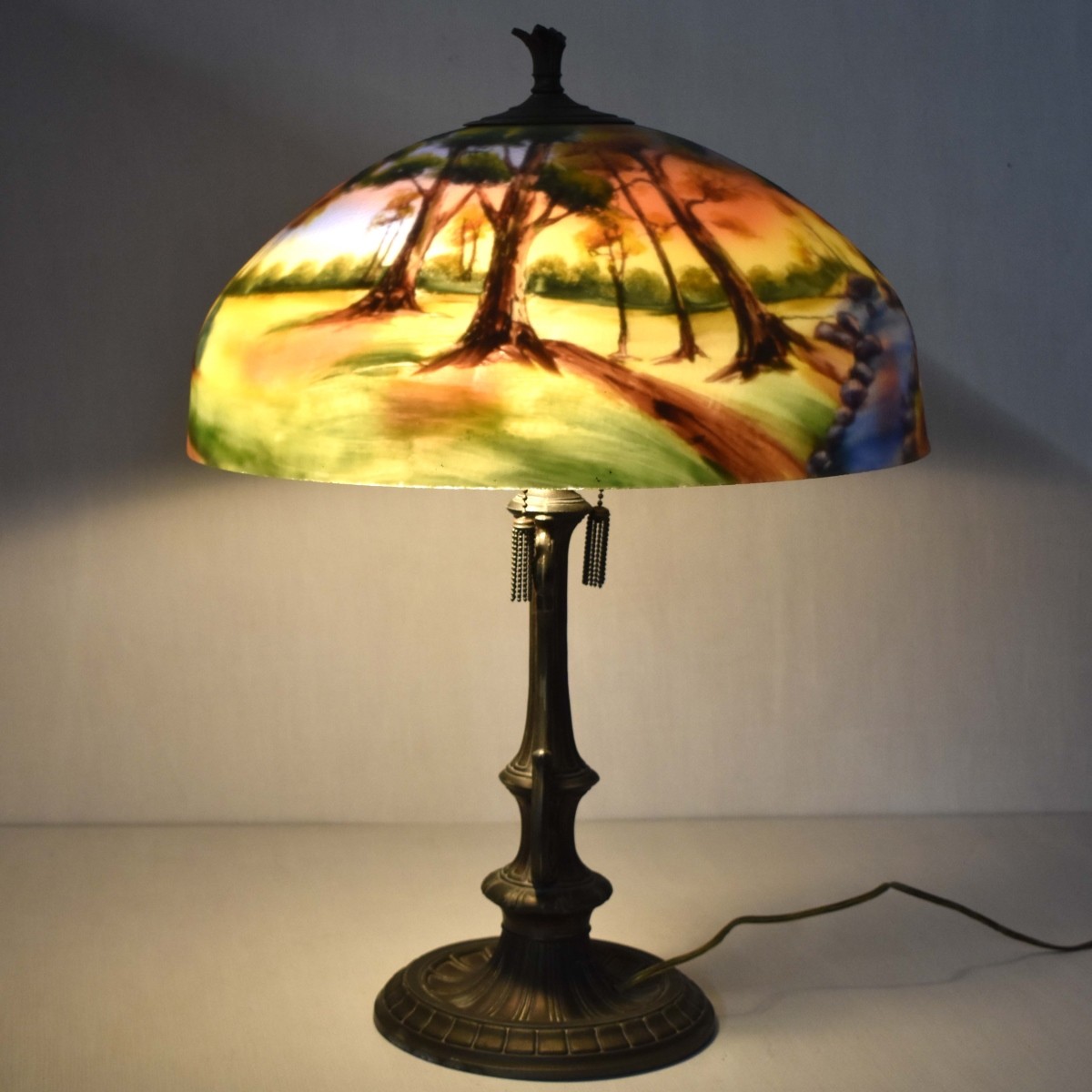 Handel-style Reverse Painted Glass Lamp