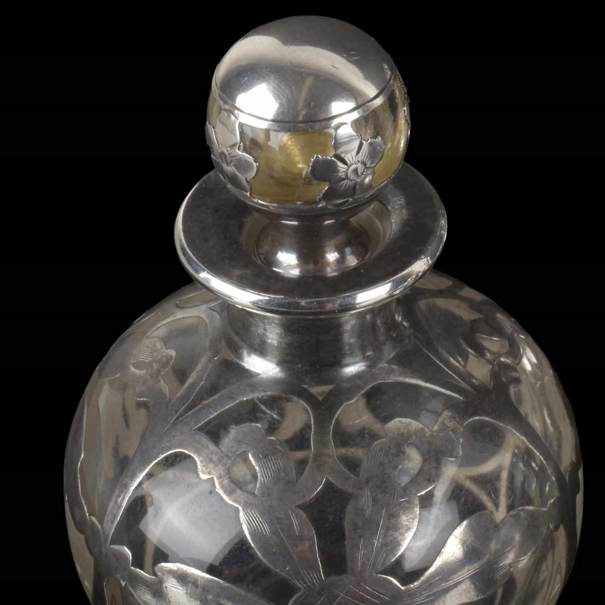 Art Nouveau Silver Overlay Bottles