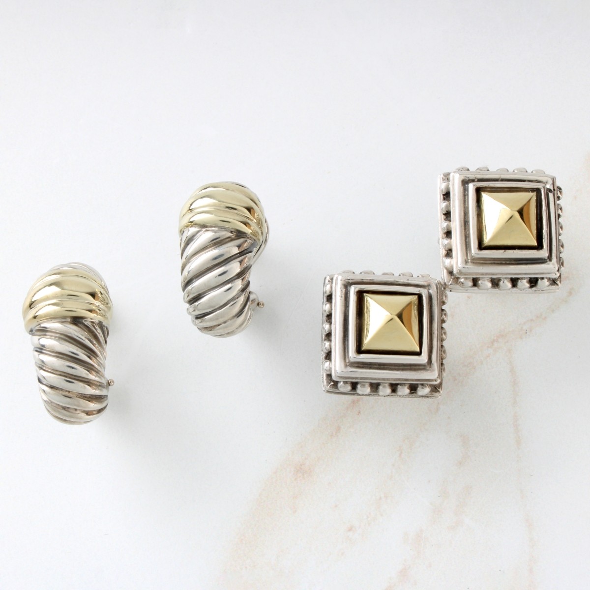 Sterling and 14K Earrings