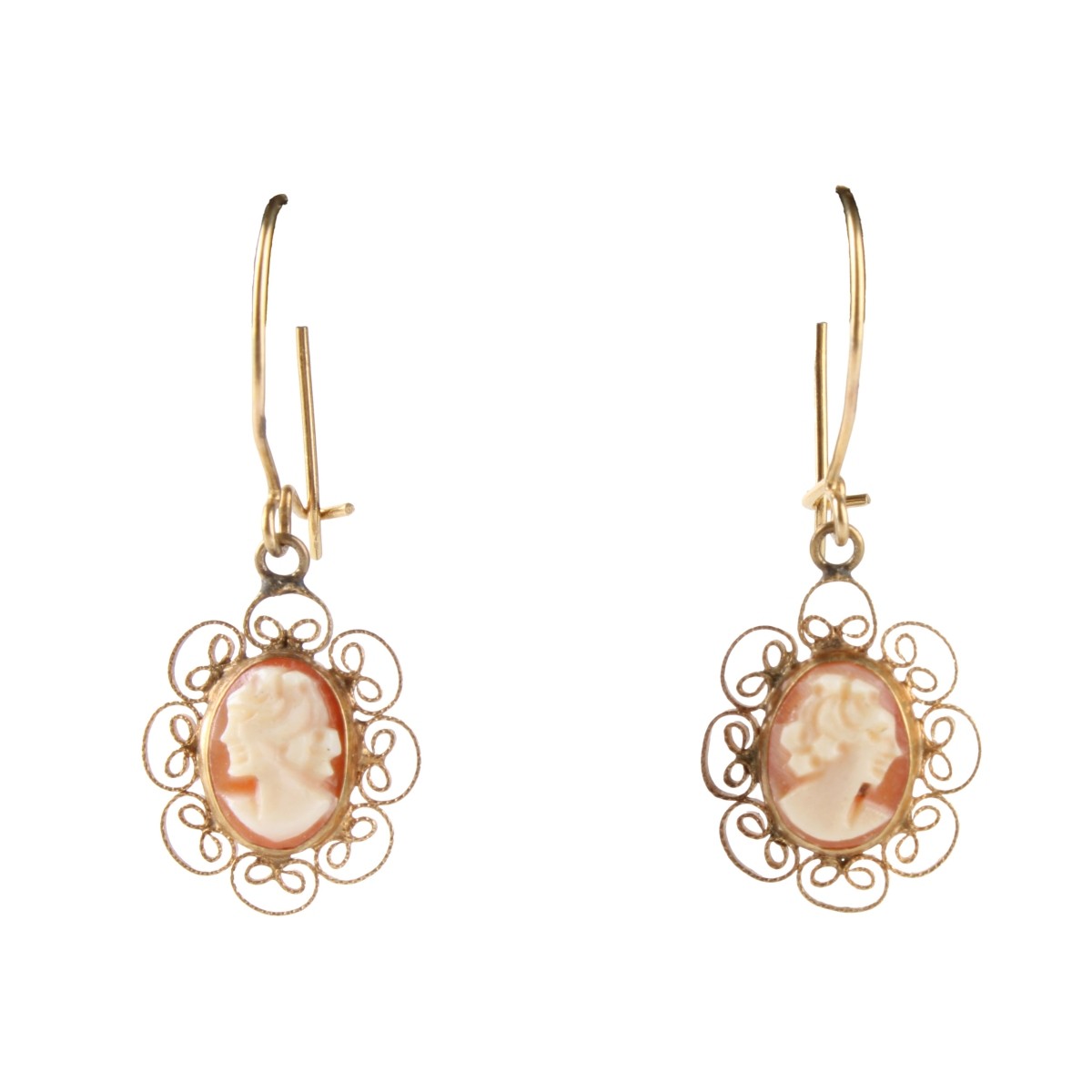 Carved Natural Shell Cameo Earrings