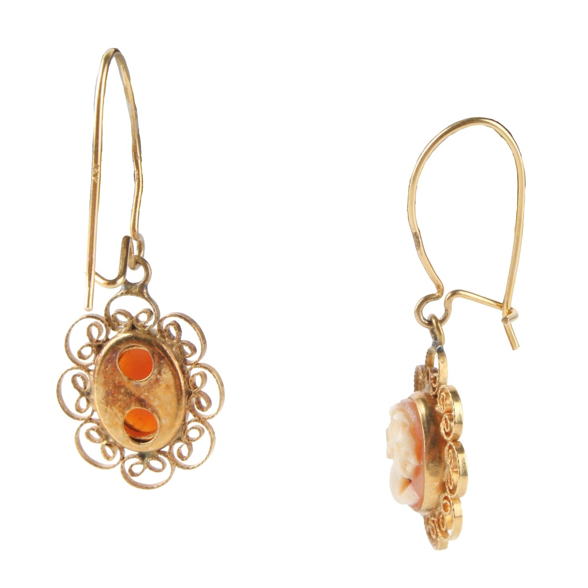 Carved Natural Shell Cameo Earrings
