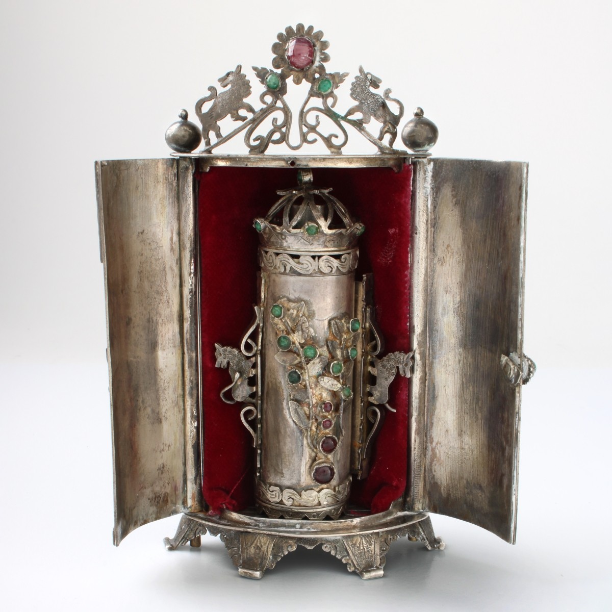 Gemstone and Sterling Miniature Aron Kodesh