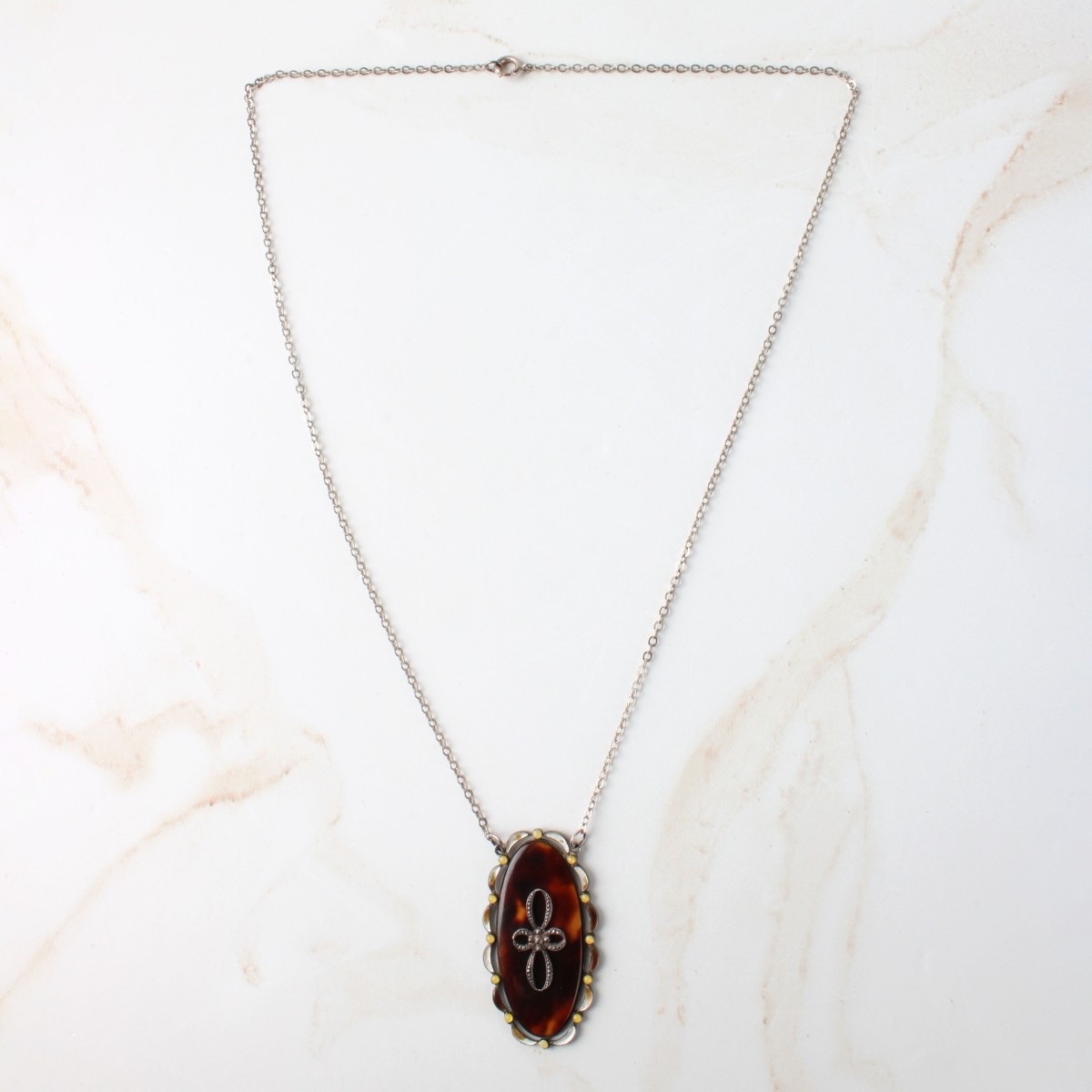 Shell and Sterling Pendant Necklace