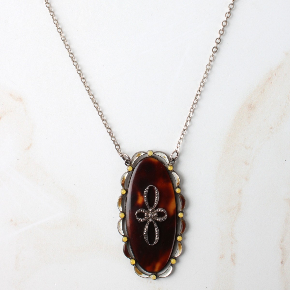 Shell and Sterling Pendant Necklace