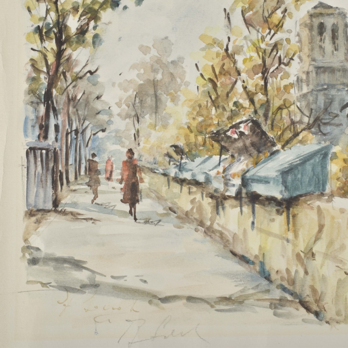 Water Color of a Paris Street Scene
