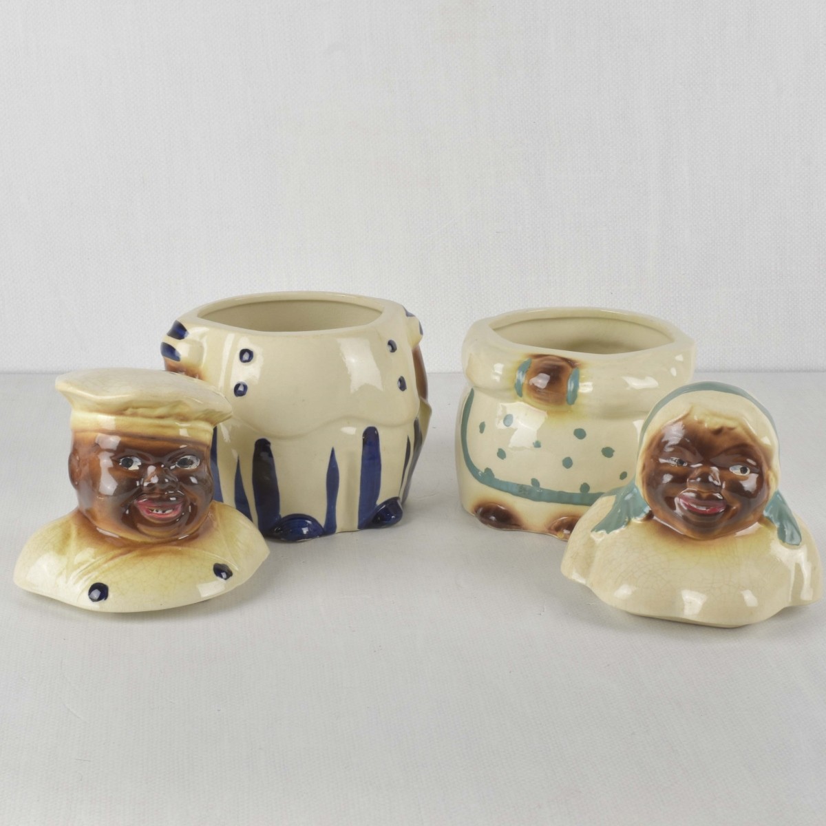 Porcelain "Pappy" and "Mammy" Cookie Jars