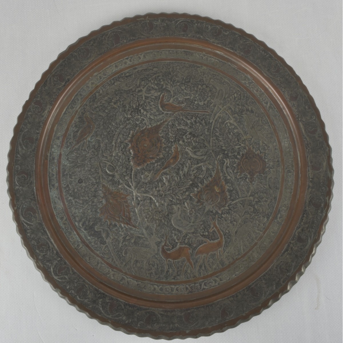 Vintage Islamic Repousse Metal Tray