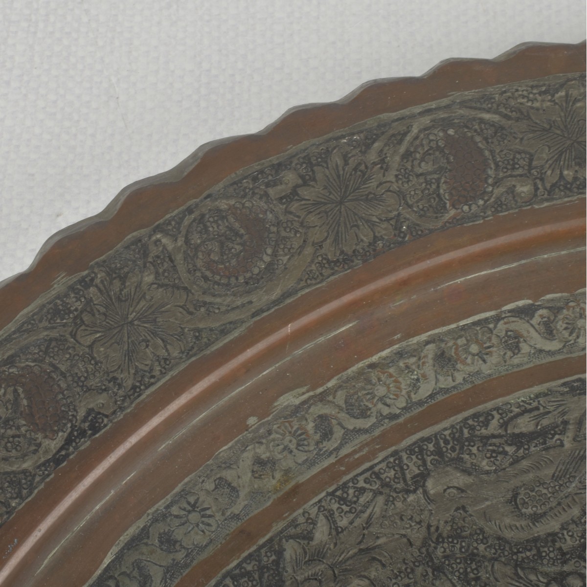 Vintage Islamic Repousse Metal Tray