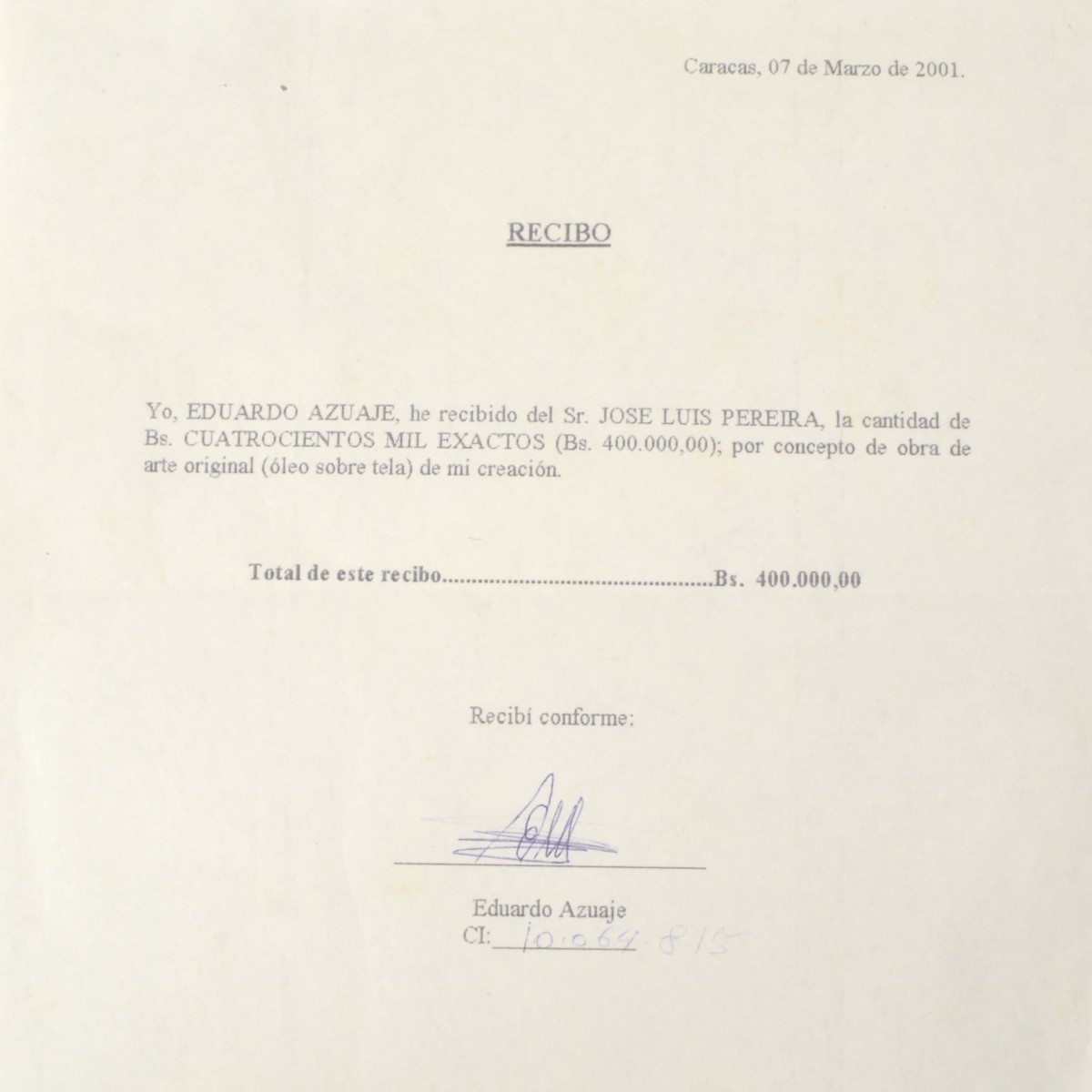 Eduardo Azuaje, Venezuela (20th Century)