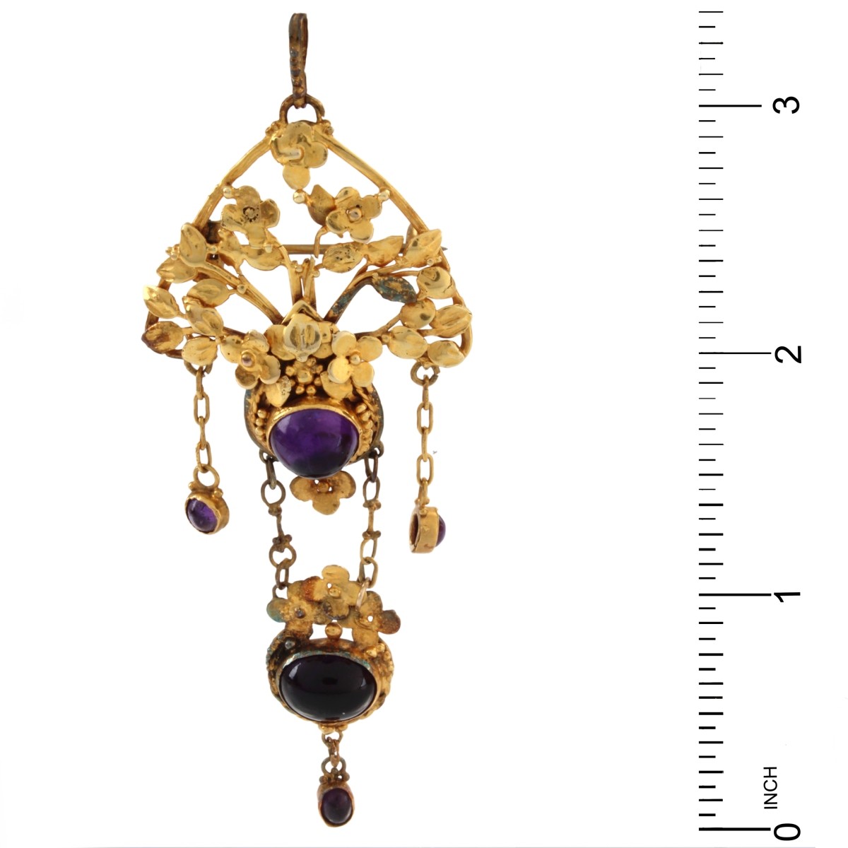 Antique Amethyst and 18K Brooch