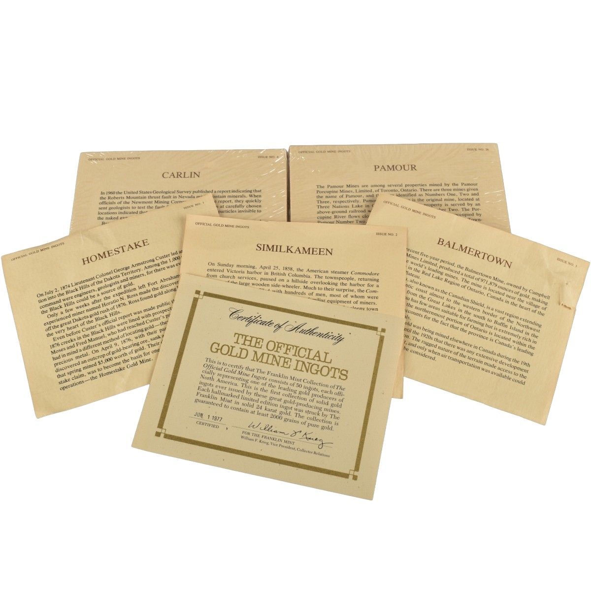 Franklin Mint 24K Gold Mine Ingots Collection