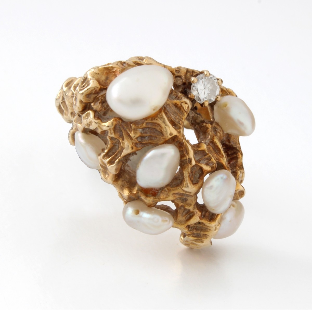 Pearl, Diamond and 14K Ring