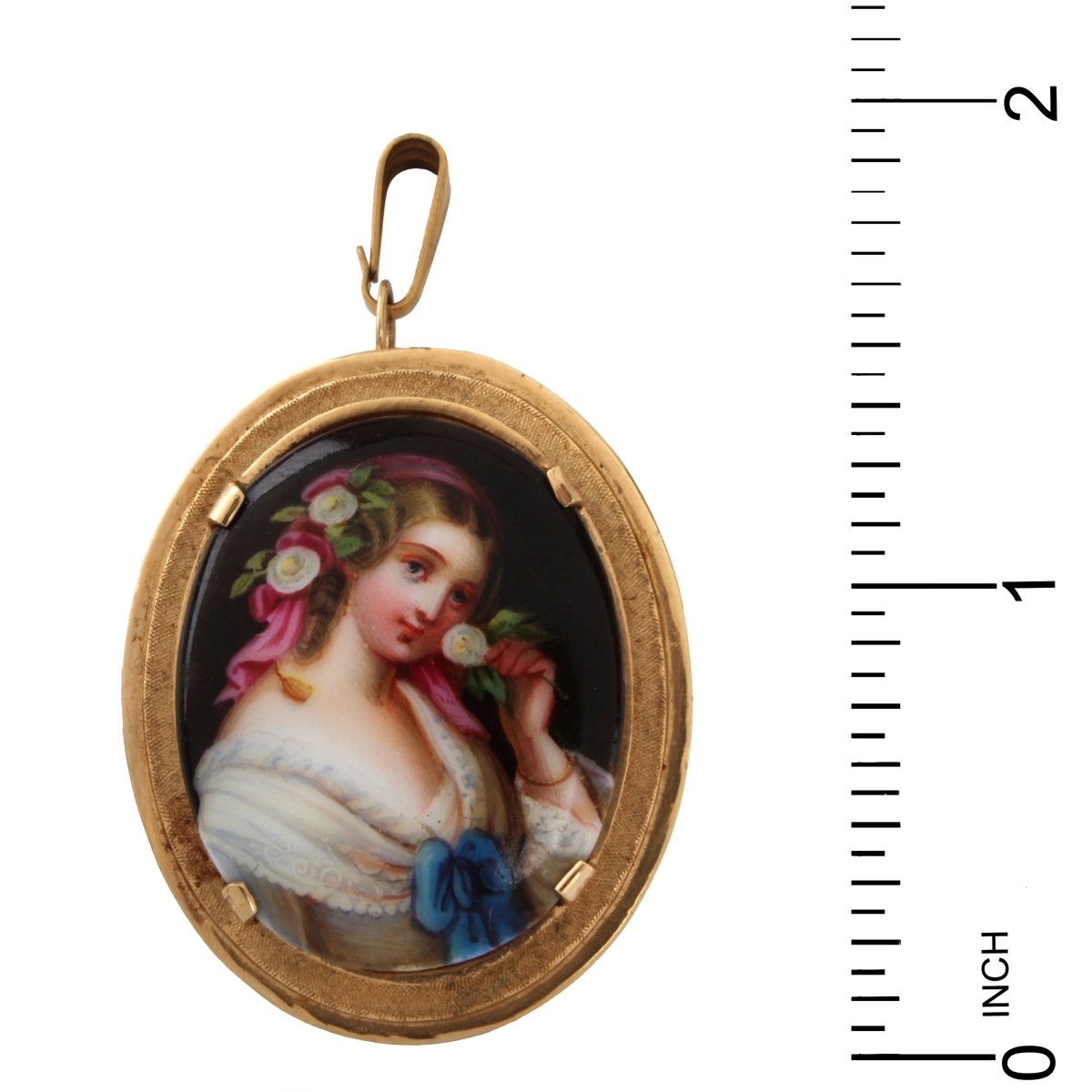 Antique Porcelain and 14K Pendant / Brooch