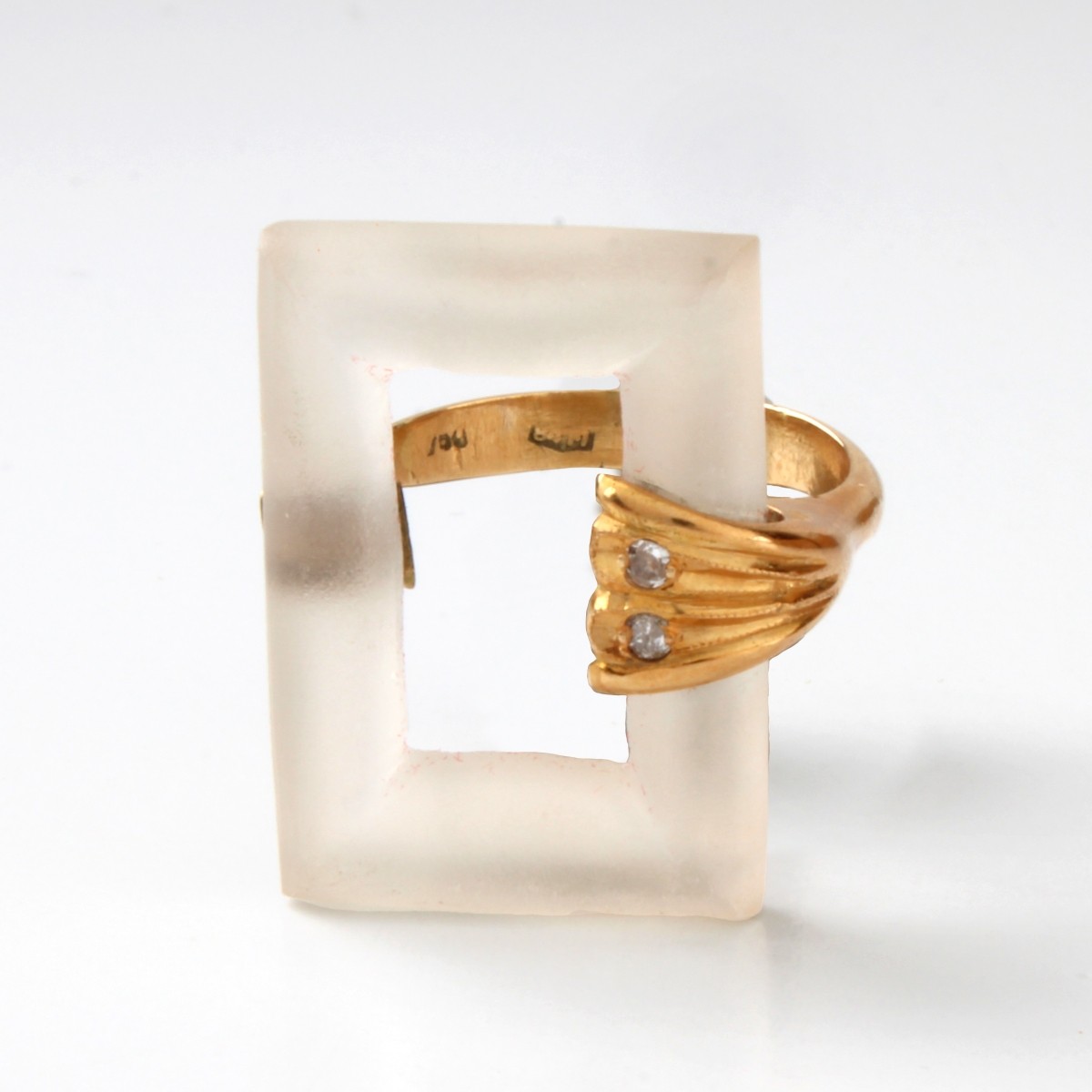 Art Deco Crystal and 18K Ring