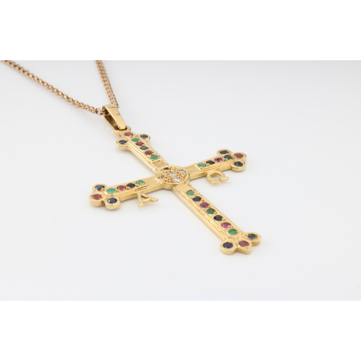 Gemstone and 18K Cross Pendant