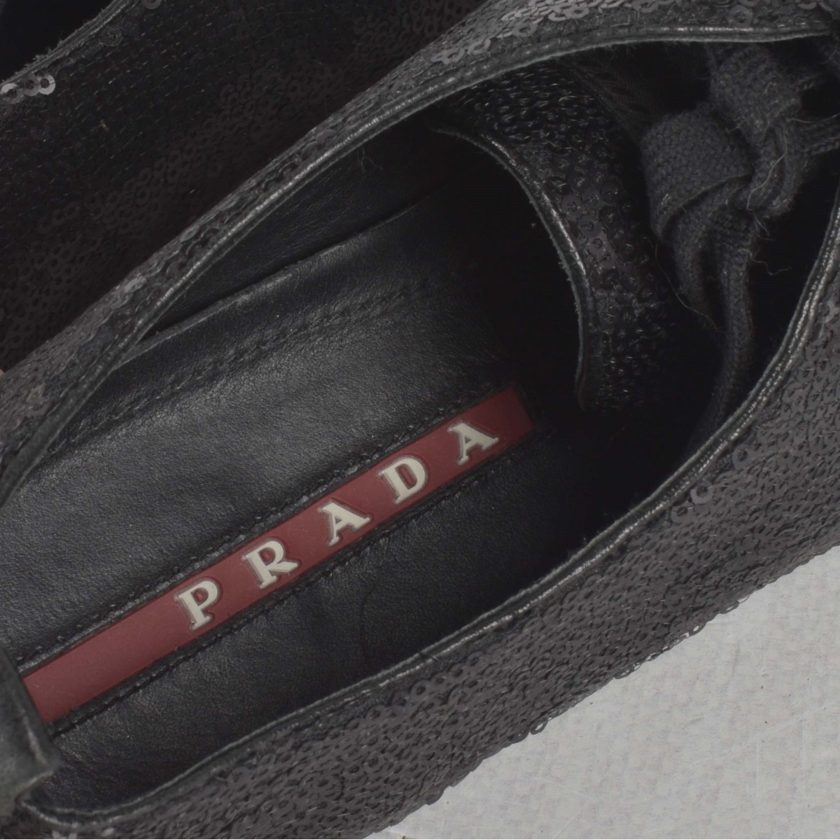 Womens Prada Black Leather Sneakers